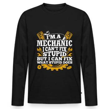 Je suis mécanicien, je ne peux pas faire de stupides réglages-A - T-shirt manches longues Premium bio Homme - noir - Devant - Nico (187cm)