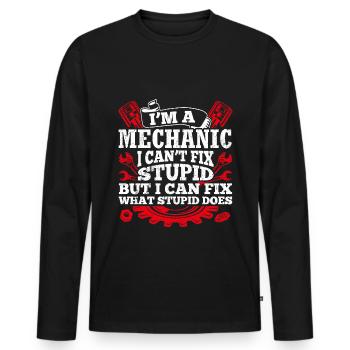 Ich bin ein Mechaniker, ich kann dummes Tuning nic - Männer Premium Bio Langarmshirt - Schwarz - Vorne - Nico (187cm)