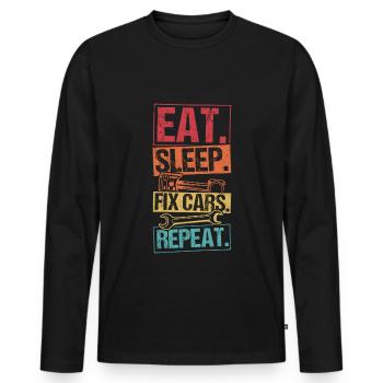 Tuner Voiture Passionné Réparation Outil Mécanicien - T-shirt manches longues Premium bio Homme - noir - Devant - Nico (187cm)