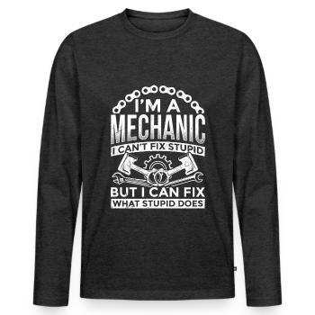 Ich bin ein Mechaniker, ich kann dummes Tuning nic - Männer Premium Bio Langarmshirt - Anthrazit meliert - Vorne - Nico (187cm)