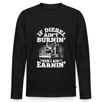 Truck Diesel Highway Best Job Money Truck Driver L - Men's Premium Organic Long Sleeve Shirt - black - Front - Nico (187cm)