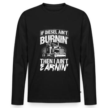 Truck Diesel Highway Best Job Money Truck Driver L - Men's Premium Organic Long Sleeve Shirt - black - Front - Nico (187cm)