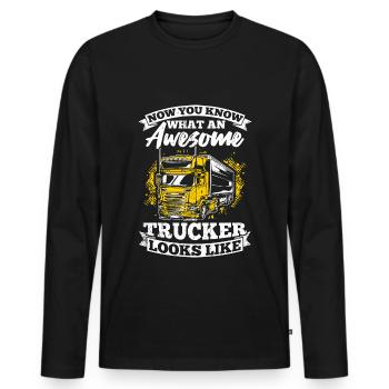 Now You Know What A Great Trucker Looks Like Tr - Men's Premium Organic Long Sleeve Shirt - black - Front - Nico (187cm)