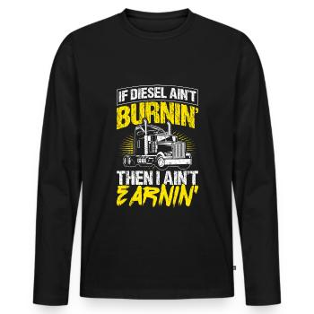 Truck Diesel Highway Best Job Money Trucker Truck - Men's Premium Organic Long Sleeve Shirt - black - Front - Nico (187cm)