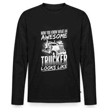 Truck Diesel Highway Best Job Money Truck Driver L - Men's Premium Organic Long Sleeve Shirt - black - Front - Nico (187cm)