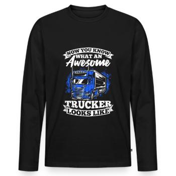 Truck Diesel Highway Best Job Money Truck Driver Truc - Men's Premium Organic Long Sleeve Shirt - black - Front - Nico (187cm)