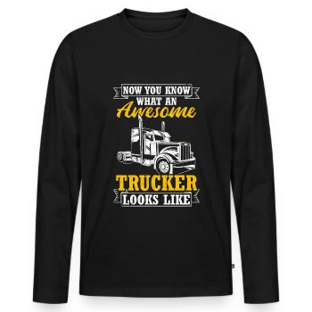 Truck Diesel Highway Best Job Money Truck Driver Truc - Men's Premium Organic Long Sleeve Shirt - black - Front - Nico (187cm)