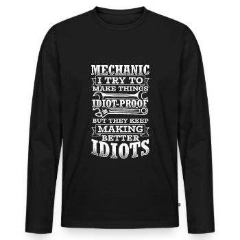 Mécanicien J’essaie de rendre les choses idiotes à l’épreuve du réglage G - T-shirt manches longues Premium bio Homme - noir - Devant - Nico (187cm)