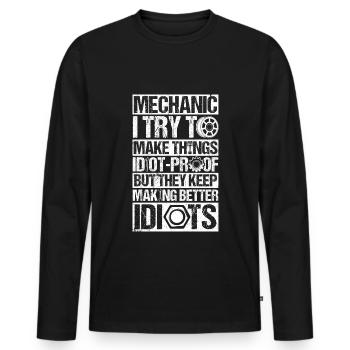 Mécanicien J’essaie de rendre les choses infaillibles. - T-shirt manches longues Premium bio Homme - noir - Devant - Nico (187cm)
