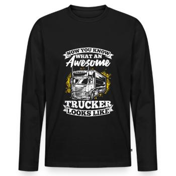 Truck Diesel Highway Best Job Money Truck Driver L - Men's Premium Organic Long Sleeve Shirt - black - Front - Nico (187cm)