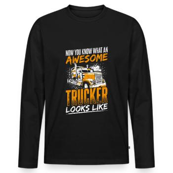 Truck Diesel Highway Best Job Money Trucker Truck - Men's Premium Organic Long Sleeve Shirt - black - Front - Nico (187cm)