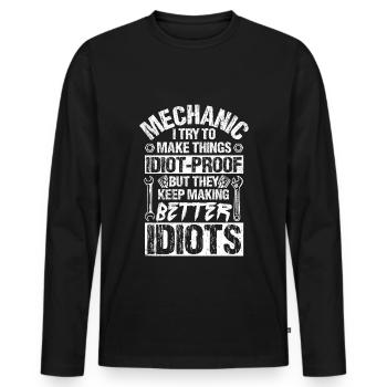 Mécanicien J’essaie de rendre les choses idiotes à l’épreuve du réglage T - T-shirt manches longues Premium bio Homme - noir - Devant - Nico (187cm)