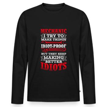 Mécanicien J’essaie de rendre les choses idiotes à l’épreuve du réglage T - T-shirt manches longues Premium bio Homme - noir - Devant - Nico (187cm)