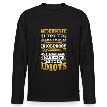 Mécanicien J’essaie de rendre les choses infaillibles. - T-shirt manches longues Premium bio Homme - noir - Devant - Nico (187cm)