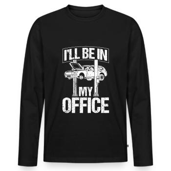 Je vais être dans mon bureau Garage Mechanic We - T-shirt manches longues Premium bio Homme - noir - Devant - Nico (187cm)