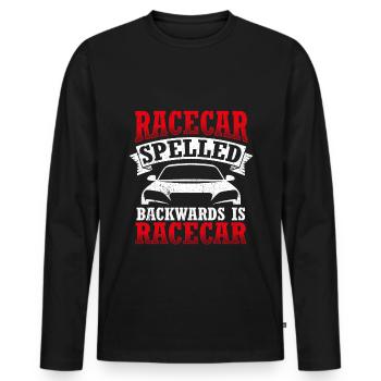 Racing car spelled backwards is racing car tuni - Men's Premium Organic Long Sleeve Shirt - black - Front - Nico (187cm)