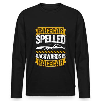 Race Car Spelled Backwards Is Race Car Tuner Car L - Men's Premium Organic Long Sleeve Shirt - black - Front - Nico (187cm)
