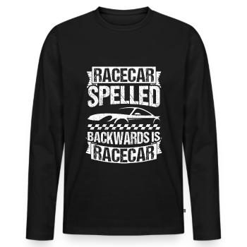 Racing car spelled backwards is racing car doing - Men's Premium Organic Long Sleeve Shirt - black - Front - Nico (187cm)