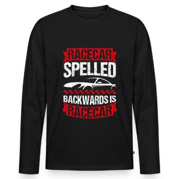Racing car spelled backwards is racing car tuni - Men's Premium Organic Long Sleeve Shirt - black - Front - Nico (187cm)