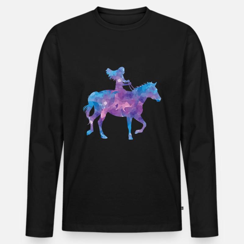 Pferd reiten - Männer Premium Bio Langarmshirt - Schwarz