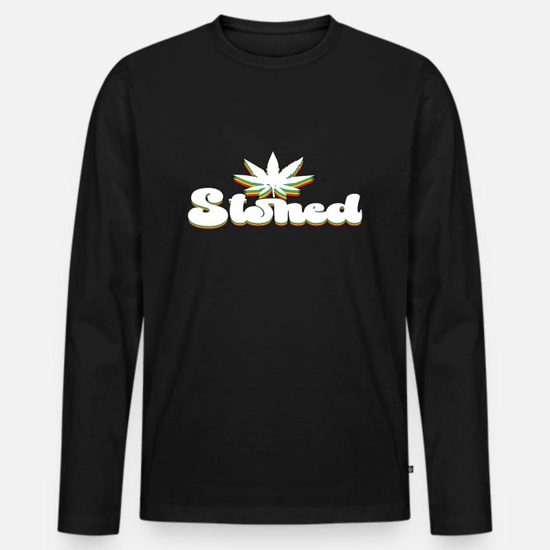 Stoned Weed Leaf - Männer Premium Bio Langarmshirt - Schwarz