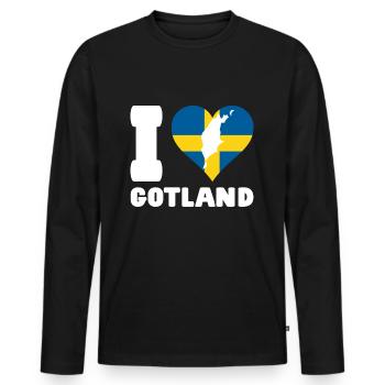 I LOVE GOTLAND Sweden - Men's Premium Organic Long Sleeve Shirt - black - Front - Nico (187cm)