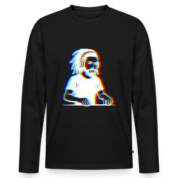 EDM - DJ - Glitch Rave Style - T-shirt manches longues Premium bio Homme - noir - Devant - Nico (187cm)