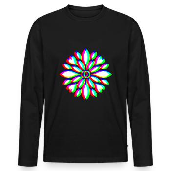 EDM Floral Mandala - T-shirt manches longues Premium bio Homme - noir - Devant - Nico (187cm)