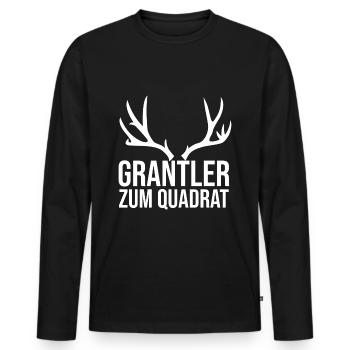 Grantler au carré. Grantln grincheux Lausbua. - T-shirt manches longues Premium bio Homme - noir - Devant - Nico (187cm)