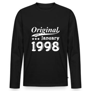Original Since January 1998 - Männer Premium Bio Langarmshirt - Schwarz - Vorne - Nico (187cm)