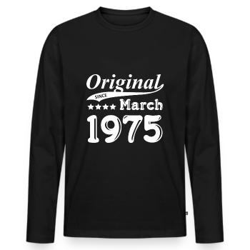Depuis Mars 1975 d'origine cadeau - T-shirt manches longues Premium bio Homme - noir - Devant - Nico (187cm)