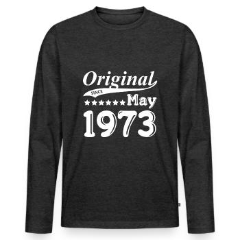 Original Since May 1973 gift - Men's Premium Organic Long Sleeve Shirt - heather anthracite - Front - Nico (187cm)