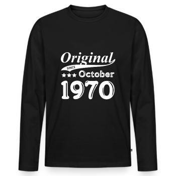 Original Since October 1970 Geschenk - Männer Premium Bio Langarmshirt - Schwarz - Vorne - Nico (187cm)