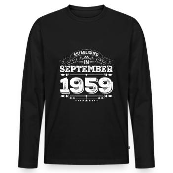 Established in September 1959 - Men's Premium Organic Long Sleeve Shirt - black - Front - Nico (187cm)