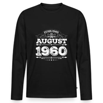 Established in August 1960 - Men's Premium Organic Long Sleeve Shirt - black - Front - Nico (187cm)