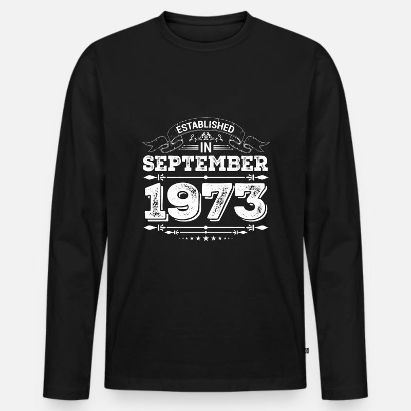 Established in September 1973 - Männer Premium Bio Langarmshirt - Schwarz