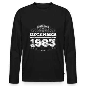 Established in December 1983 - Männer Premium Bio Langarmshirt - Schwarz - Vorne - Nico (187cm)