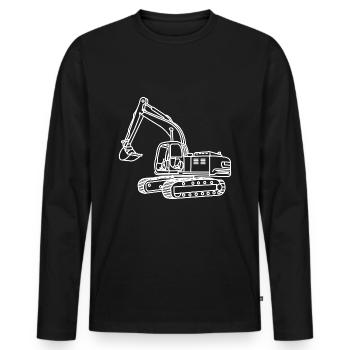 Conducteur de pelle - T-shirt manches longues Premium bio Homme - noir - Devant - Nico (187cm)