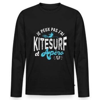 je peux pas jai kitesurf et apéro Humour kite surf - T-shirt manches longues Premium bio Homme - noir - Devant - Nico (187cm)