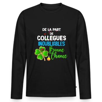 Bonne Chance Collègue On T'aime Cadeau Départ - T-shirt manches longues Premium bio Homme - noir - Devant - Nico (187cm)