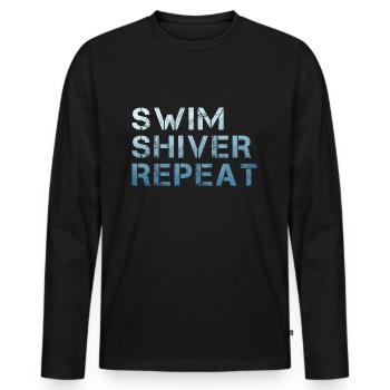 Ice Bathing New Year's Swim Swim Shiver Repeat - Men's Premium Organic Long Sleeve Shirt - black - Front - Nico (187cm)