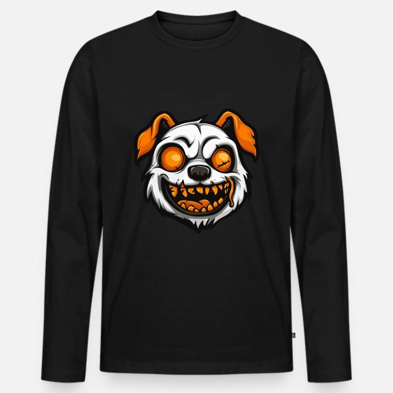 Hund Halloween Zombie - Männer Premium Bio Langarmshirt - Schwarz