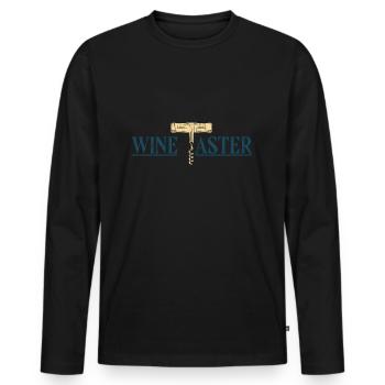 Wein - Männer Premium Bio Langarmshirt - Schwarz - Vorne - Nico (187cm)