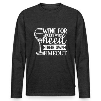 Vin pour les adultes qui ont besoin de leur propre temps mort - T-shirt manches longues Premium bio Homme - anthracite chiné - Devant - Nico (187cm)