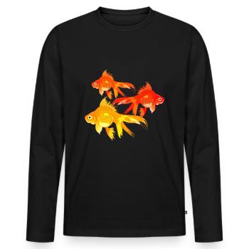Colorful goldfish garden pond - Men's Premium Organic Long Sleeve Shirt - black - Front - Nico (187cm)
