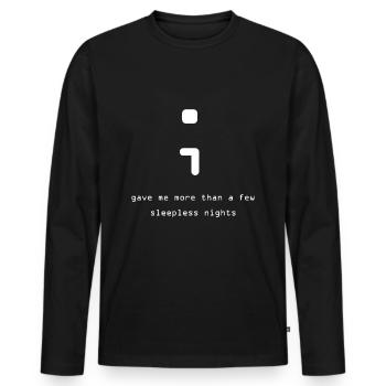 Semikolon Programmierer - Männer Premium Bio Langarmshirt - Schwarz - Vorne - Nico (187cm)