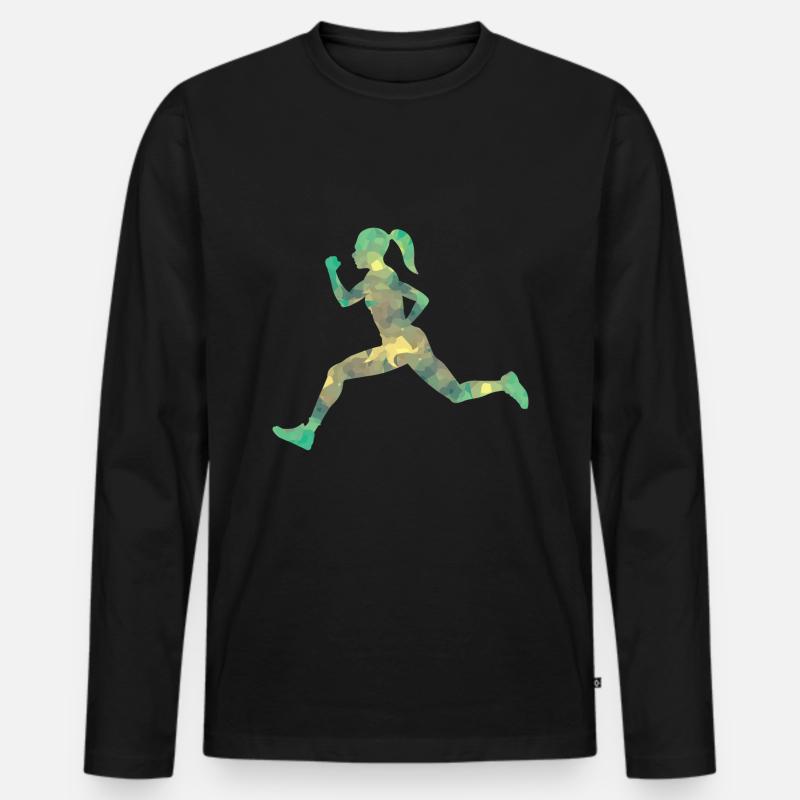 Sprinterin - Männer Premium Bio Langarmshirt - Schwarz