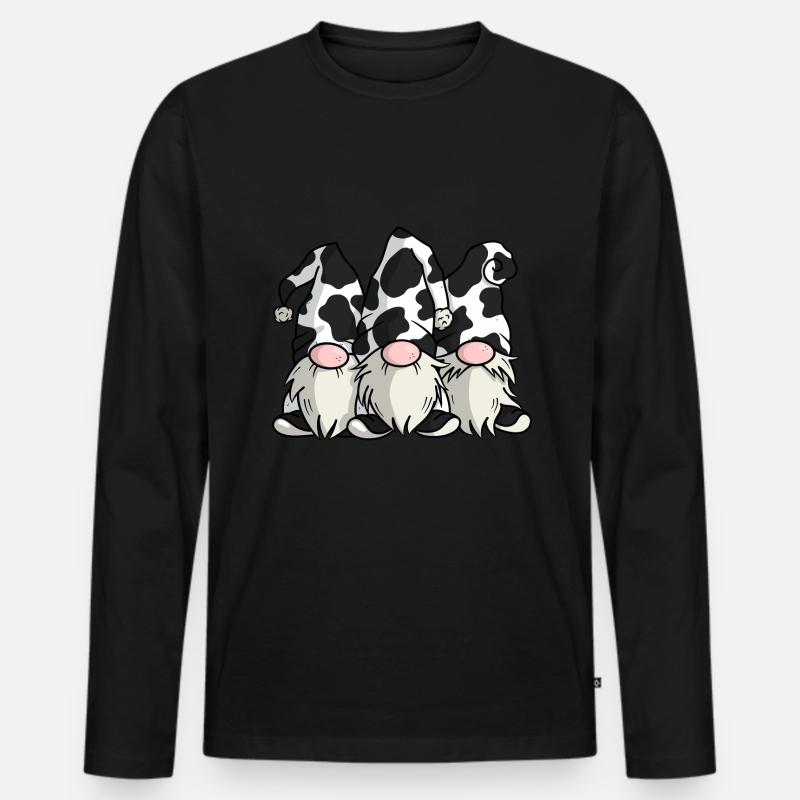 Gnomes mignons d’impression de vache - T-shirt manches longues Premium bio Homme - noir