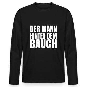 L’homme derrière le ventre - T-shirt manches longues Premium bio Homme - noir - Devant - Nico (187cm)
