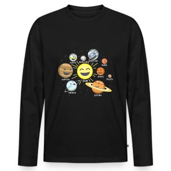 Sonnensystem - Männer Premium Bio Langarmshirt - Schwarz - Vorne - Nico (187cm)